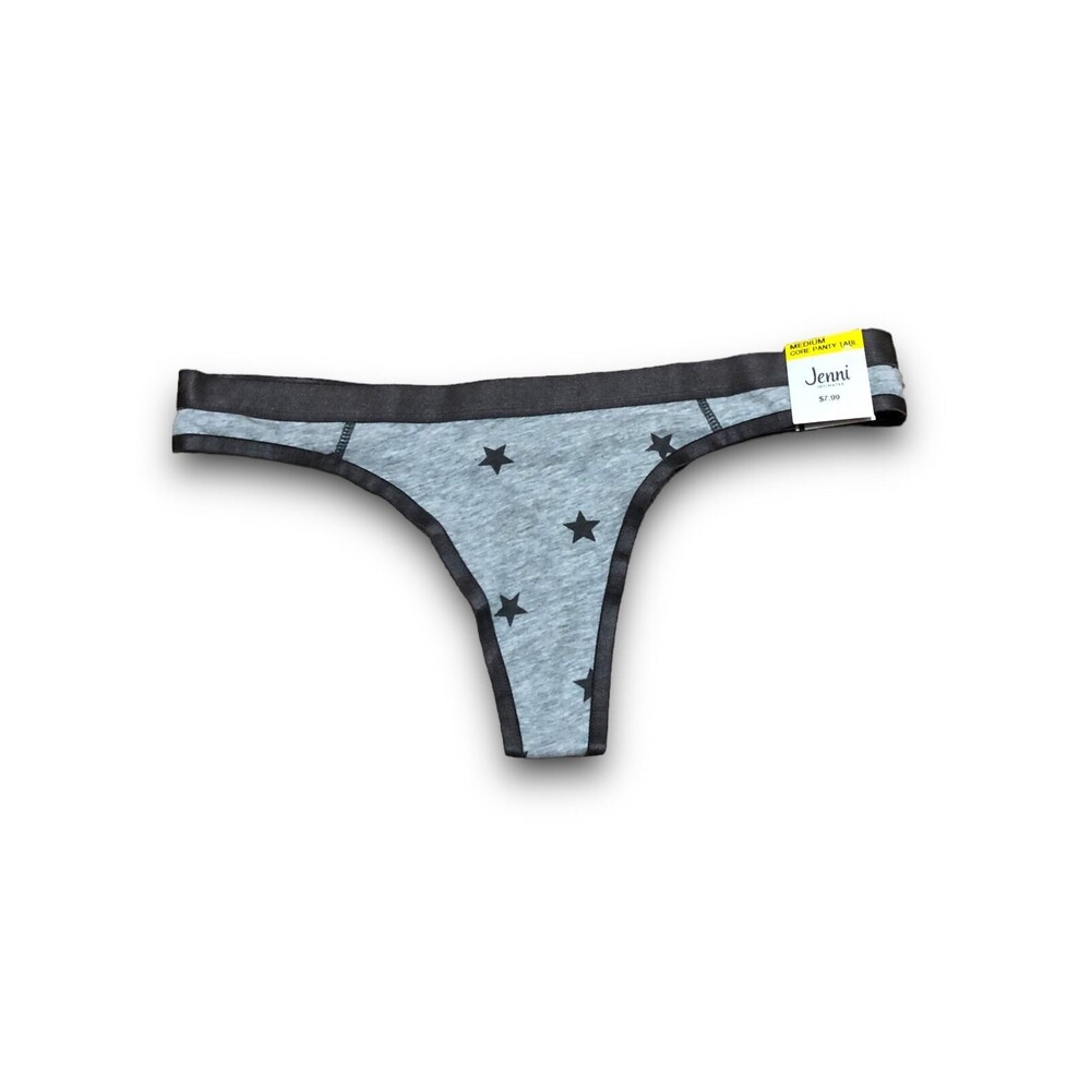 Jenni Intimates Women's Elastic Waistband Cotton Thong - Med